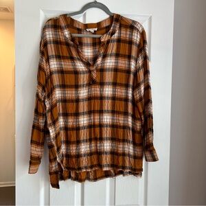 Jane & Delancey orange plaid shirt, size medium